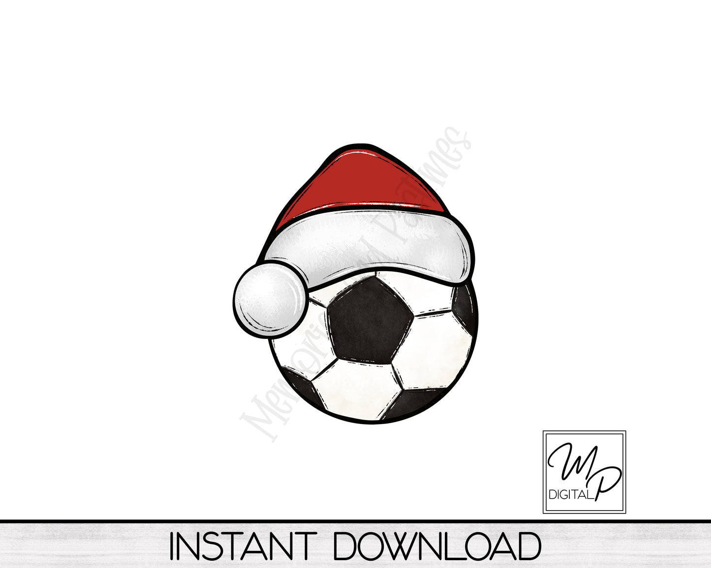 Christmas Soccer Santa Hat PNG Design for Sublimation, Digital Download