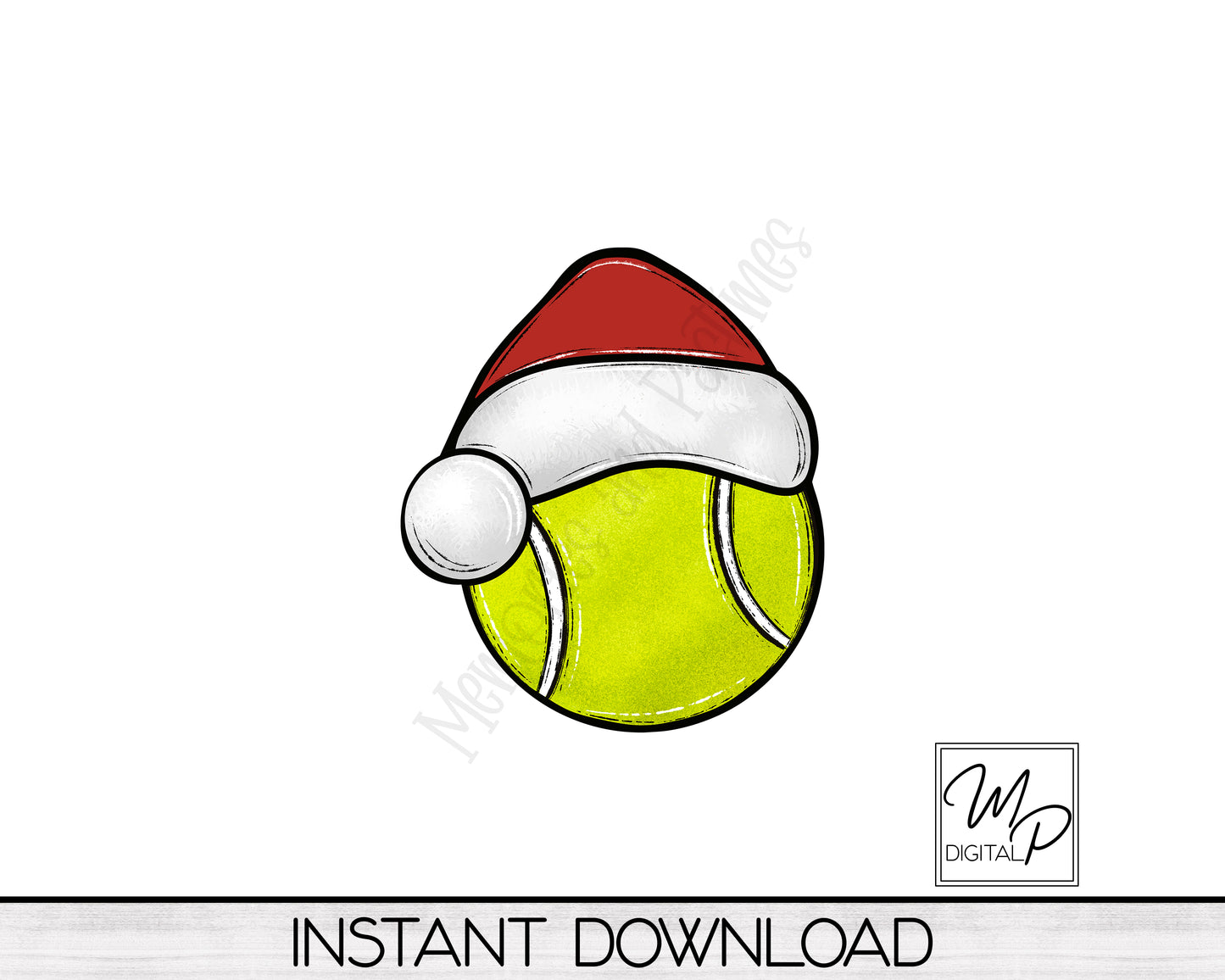 Christmas Tennis Santa Hat PNG Design for Sublimation, Digital Download