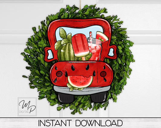 Watermelon Farmhouse Truck Sublimation PNG Design, Digital Download