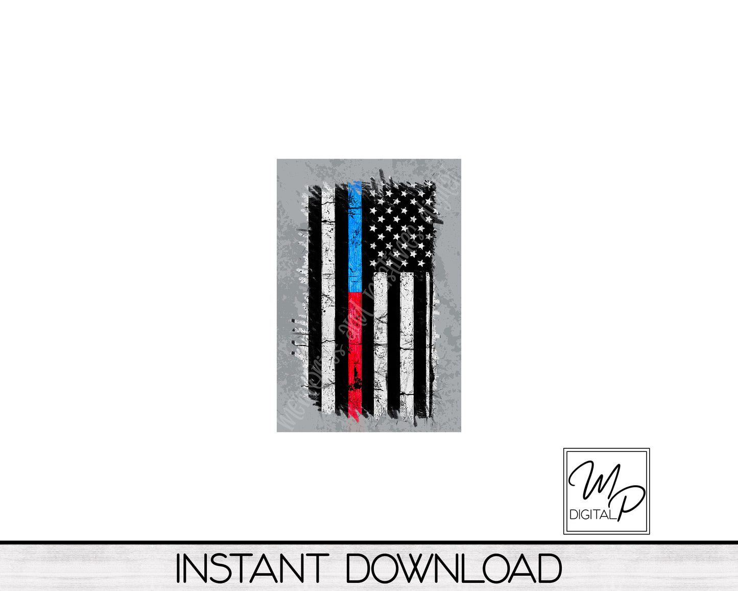 12x18 Garden Flag Sublimation Design, Police and Firefighter Thin Line Patio Flag Digital Download