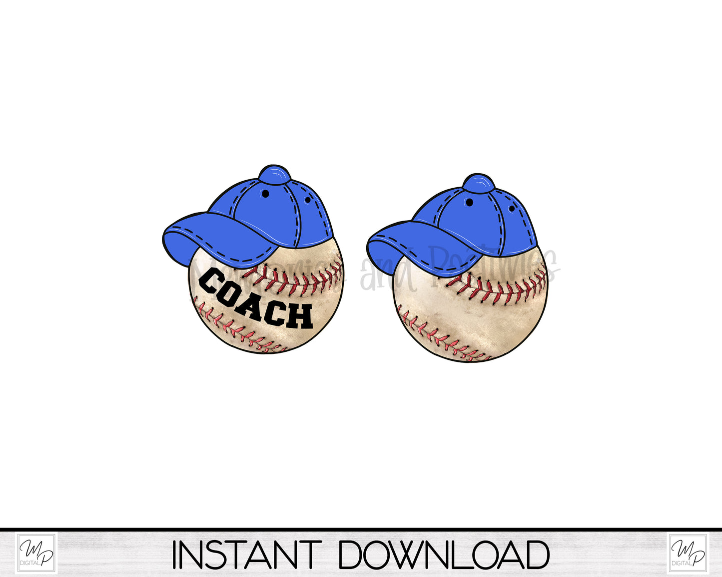 Baseball with Royal Blue Hat PNG Design for Sublimation of Signs, Earrings, Digital Download