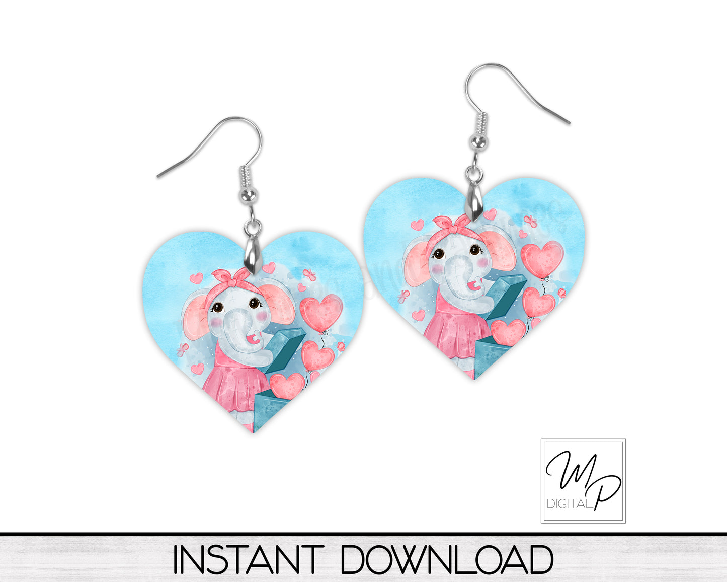 Cute Animal Heart Earring Design BUNDLE for Sublimation, Digital Download