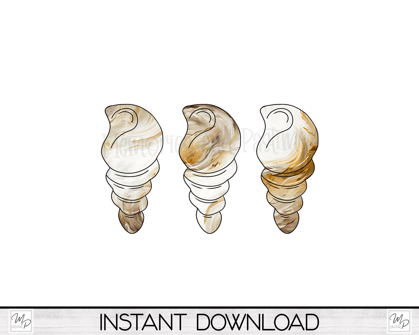 Long Shell Earring Bundle PNG Design for Sublimation, Digital Download