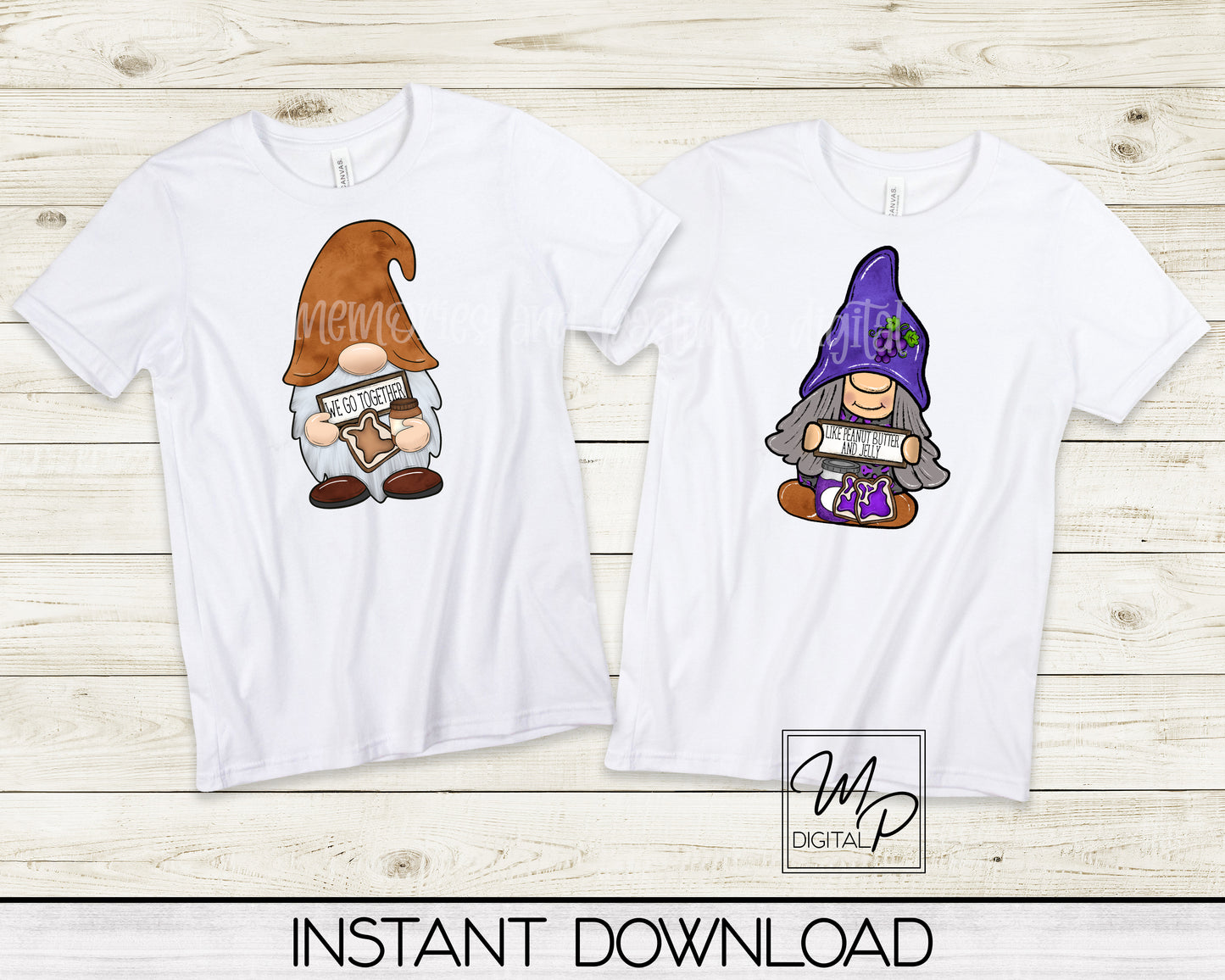 Gnome Couple PNG Sublimation, We Go Together, Digital Design Download