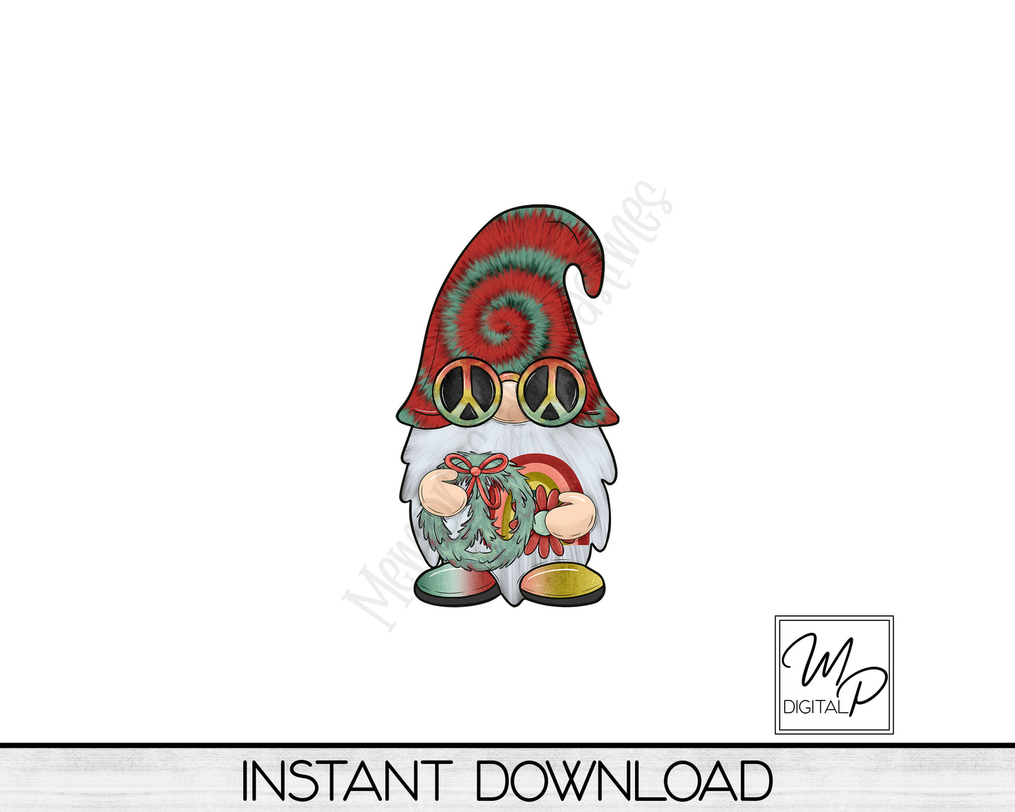 Hippie Gnome PNG Sublimation Digital Design Download