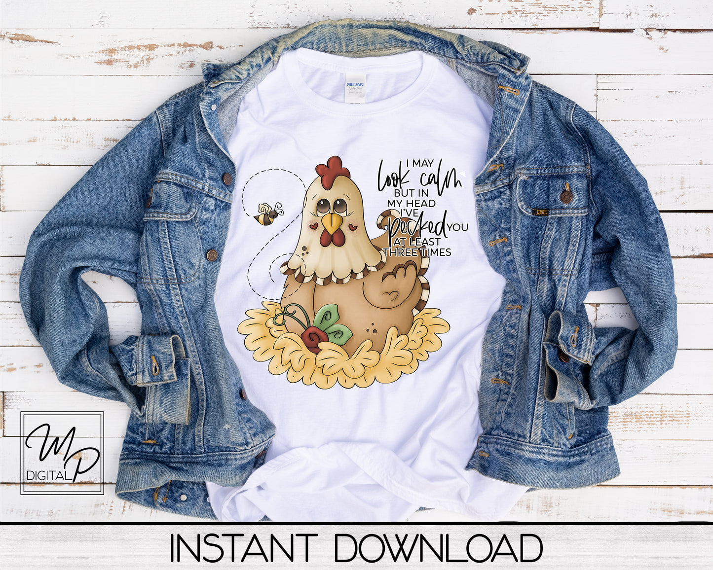 Funny Chicken PNG Sublimation Design, Digital Download