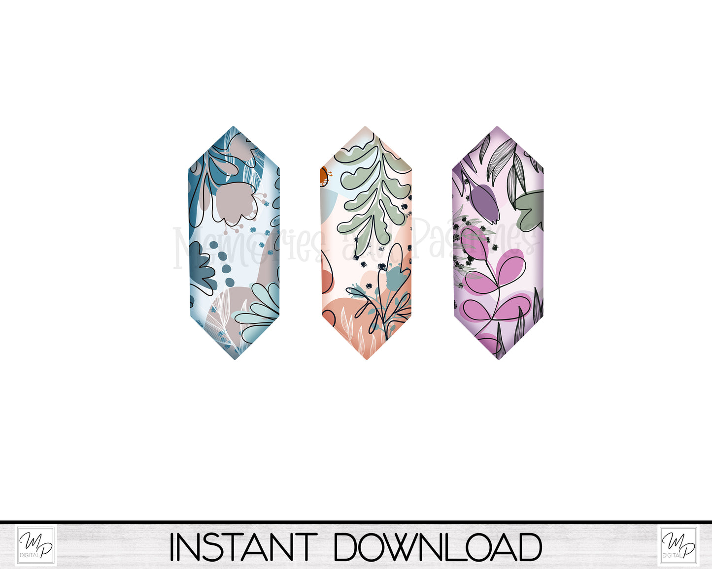 Floral Gem Earring Bundle PNG Design for Sublimation, Digital Download