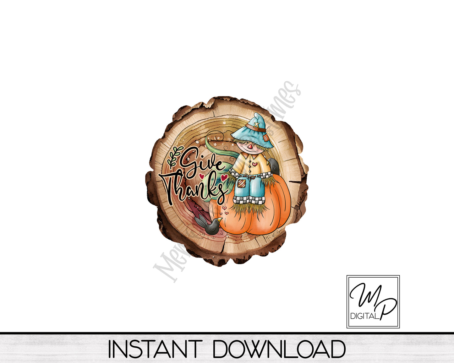 Fall Scarecrow Door Sign PNG, Wood Slice Digital Download for Sublimation