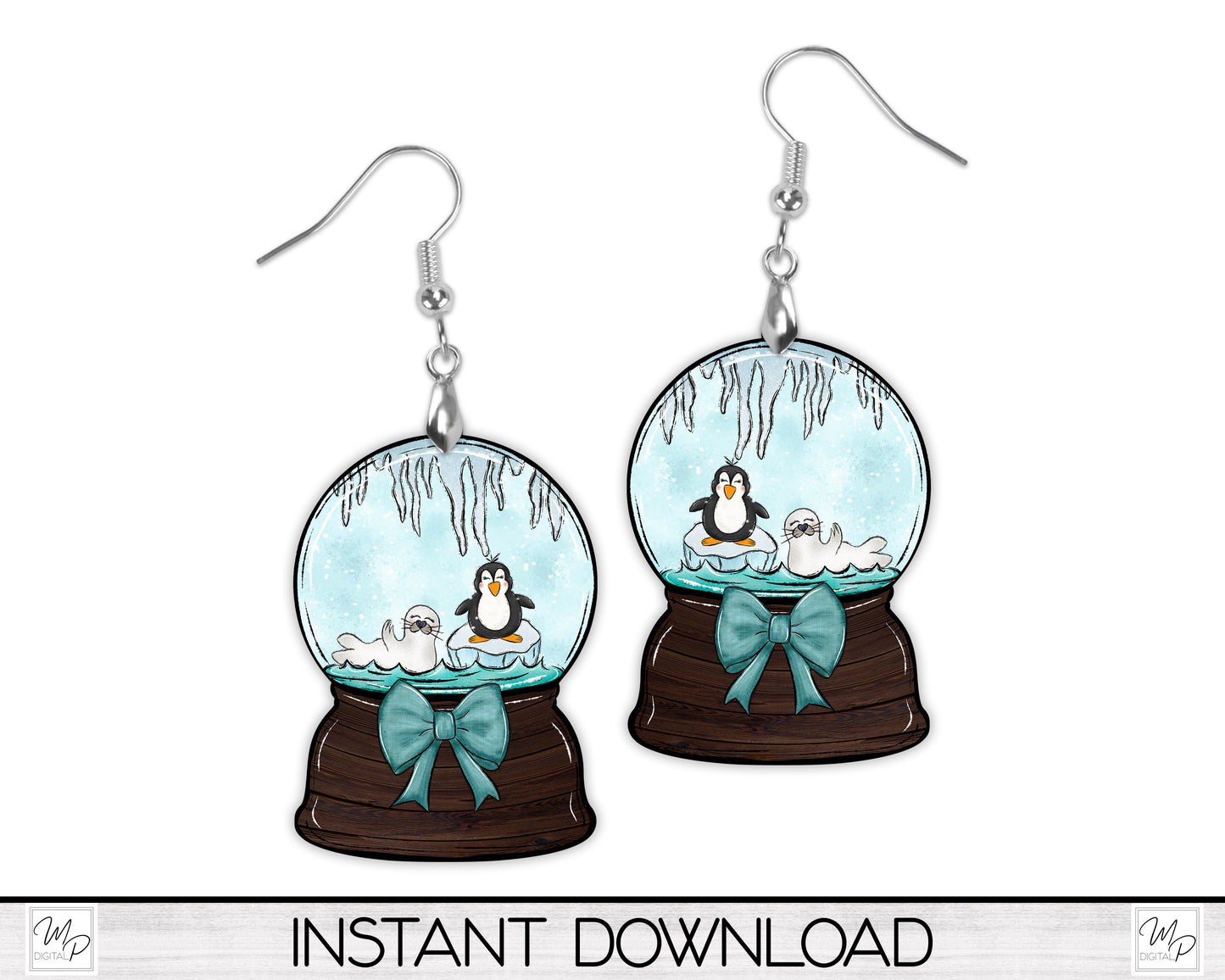 Season Snow Globes Earring Design BUNDLE for Sublimation, Halloween, Fall and Winter