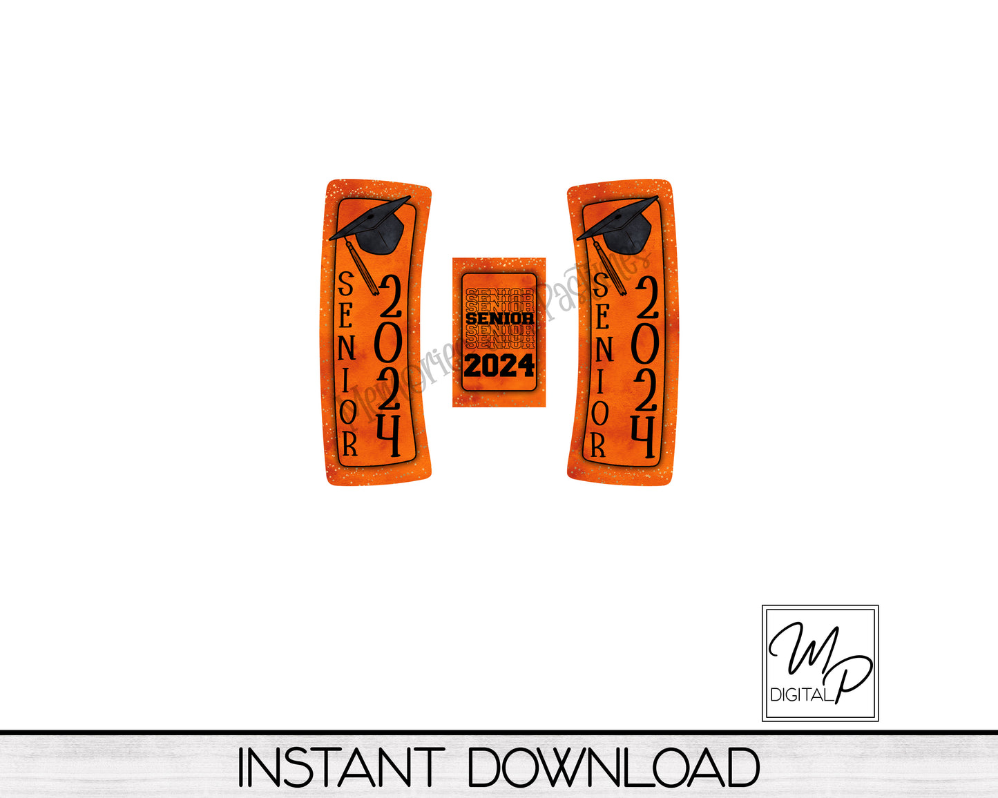 Orange Senior 2024 Hair Clip PNG Sublimation Design, Digital Download