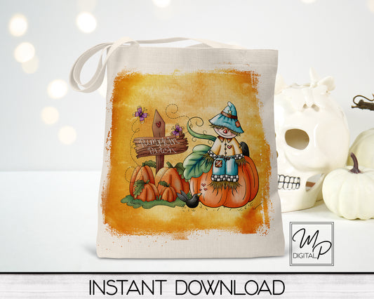 Halloween Scarecrow Sublimation Design PNG Digital Download - Pumpkin Patch Tote Mug Tshirt Tea Towel Sublimation - Commercial Use