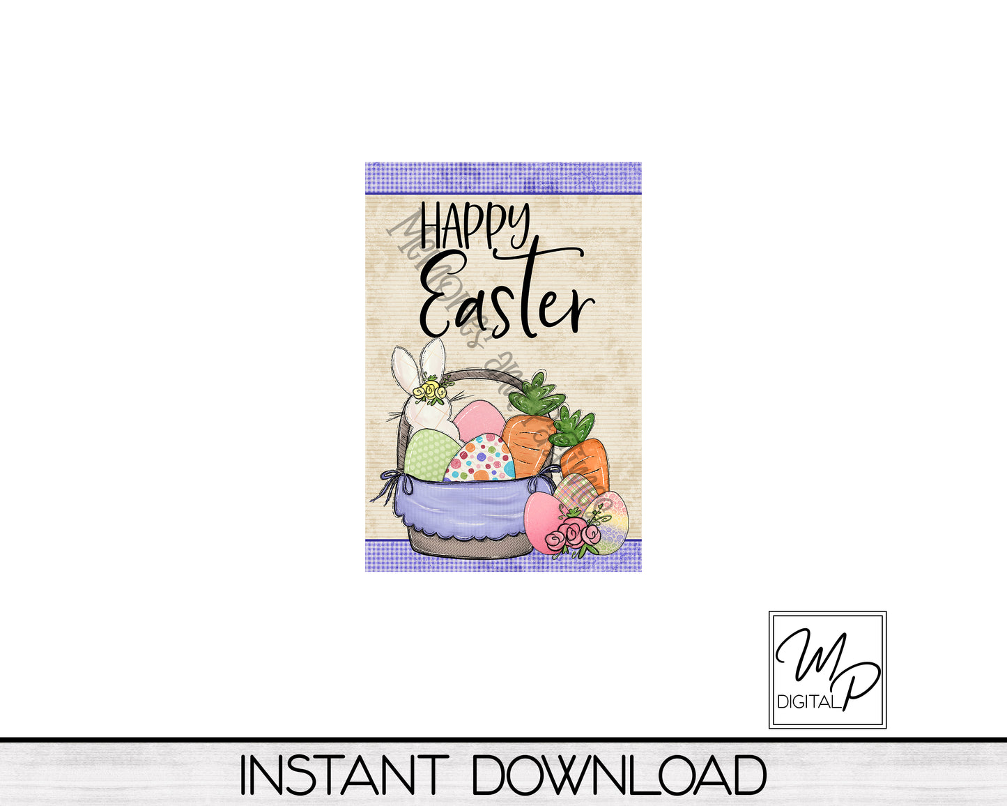 Happy Easter Garden Flag Design for Sublimation, Yard / Patio Flag, Digital Download