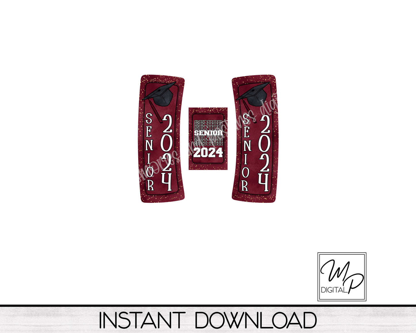 Maroon Senior 2024 Hair Clip PNG Sublimation Design, Digital Download