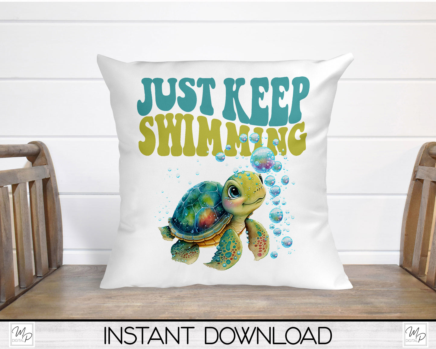 Keep Swimming Turtle PNG Sublimation Design, Commercial Use