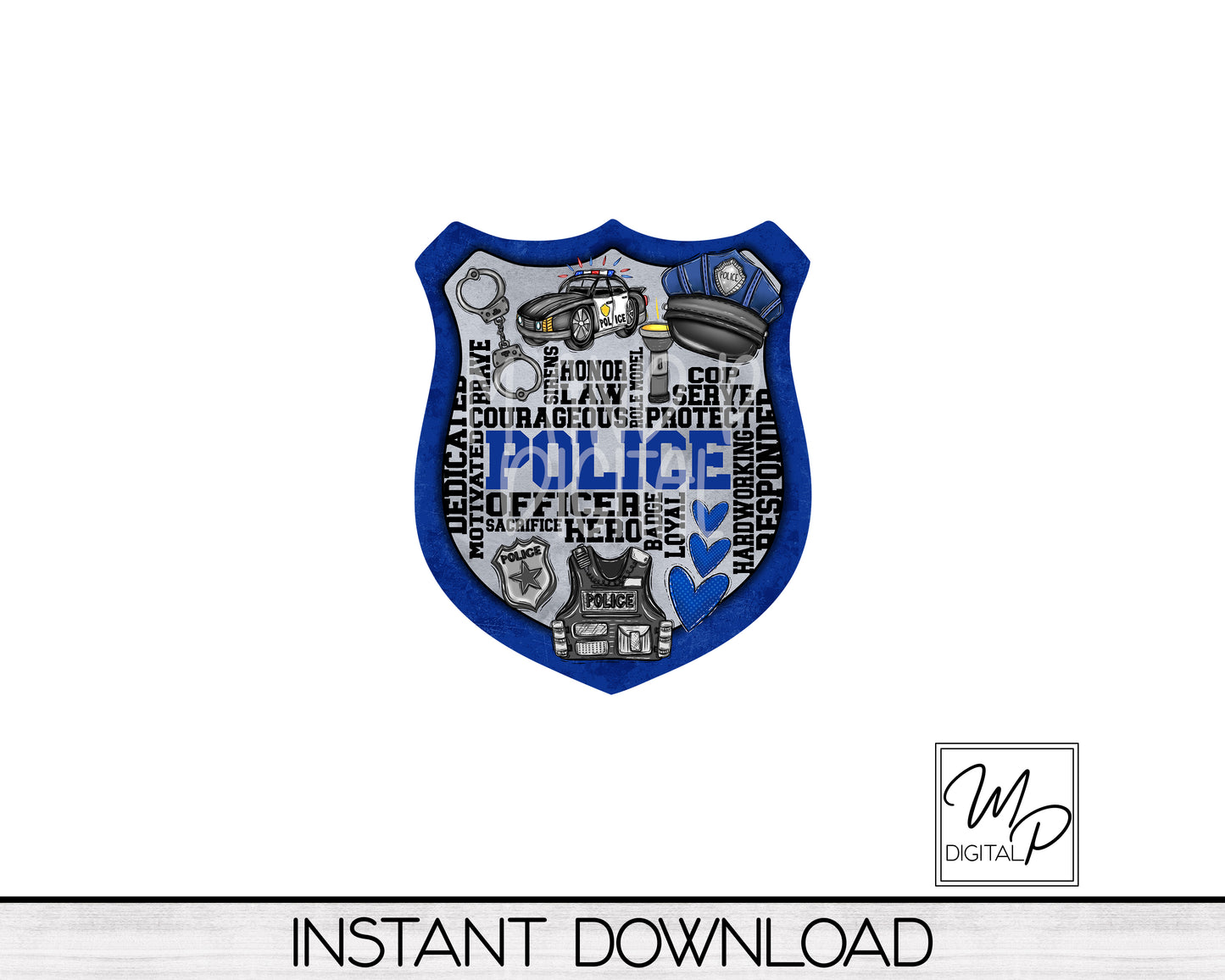 Police Shield PNG, Digital Download for Sublimation