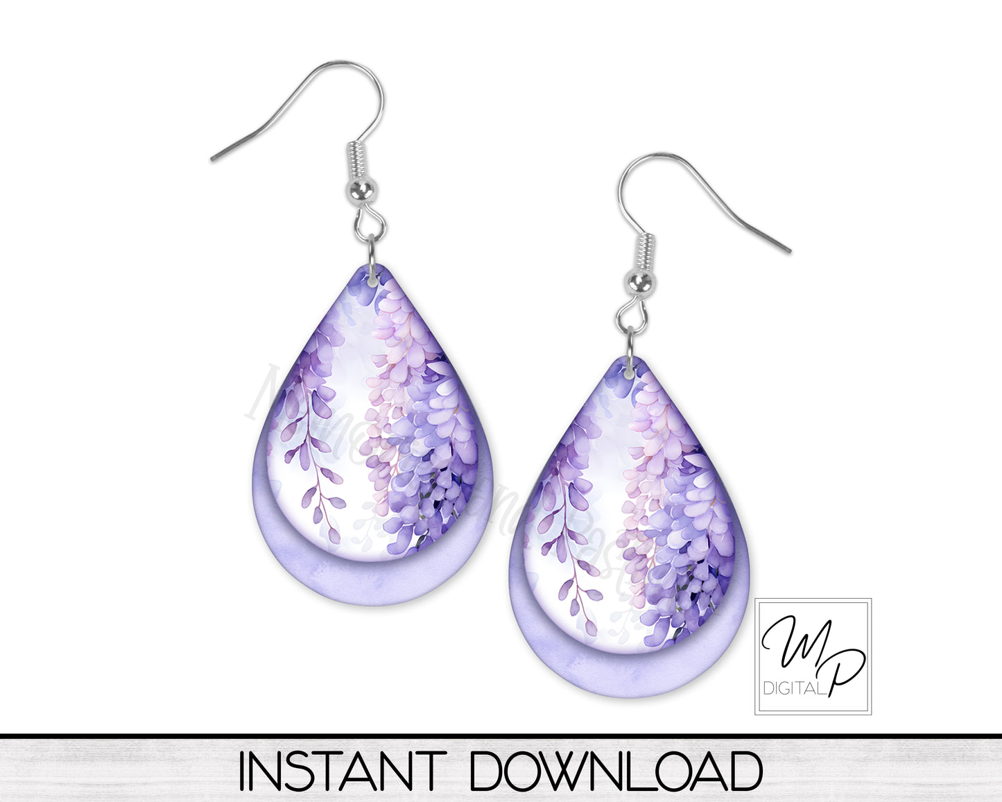 Wisteria Teardrop Earring PNG Design BUNDLE for Sublimation, Digital Download