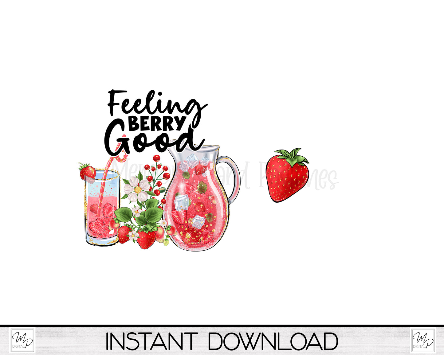 Strawberry PNG Sublimation T-shirt and Earring Design Bundle, Digital Download