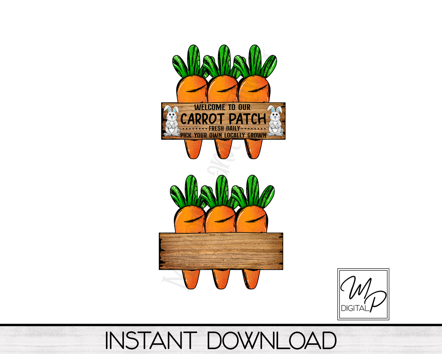 Triple Carrot Door Hanger Sign, Welcome To Our Carrot Patch, Sublimation Design Download