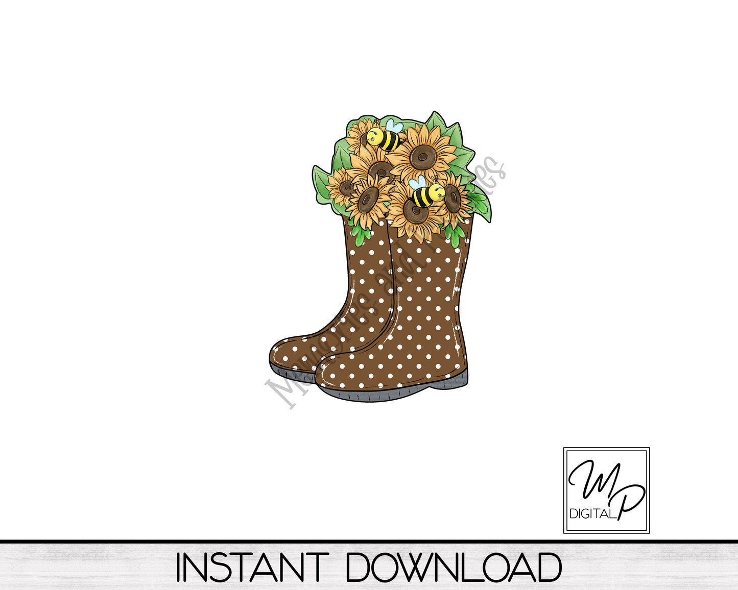 Rain Boots and Sunflowers PNG Design for Sublimation of Earrings, Door Hangers, Digital Download