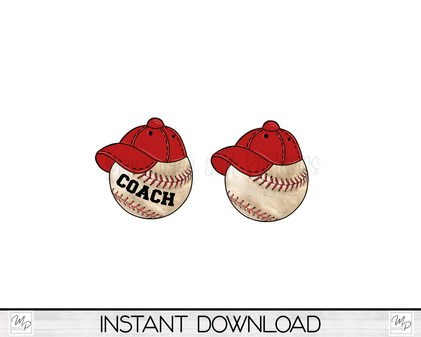 Baseball with Red Hat PNG Design for Sublimation of Signs, Earrings, Digital Download