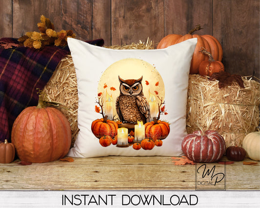 Halloween Sublimation Design PNG Digital Download - Spooky Owl Tote Mug Tshirt Tumbler Sublimation - Commercial Use