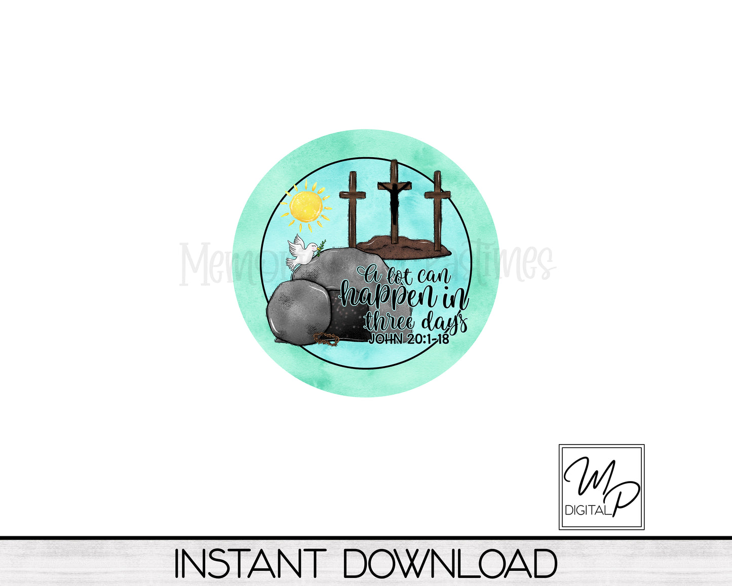 Christian Easter Round PNG Door Hanger Sign Digital Download for Sublimation