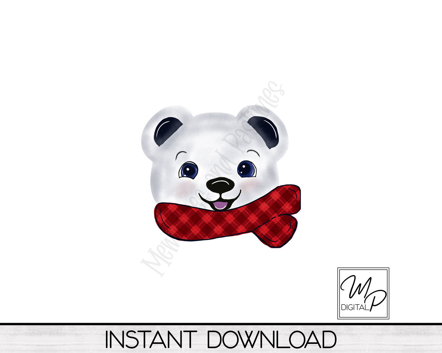 Christmas Polar Bear Ornament Digital Download - PNG Sublimation Design for Commercial and Personal Use