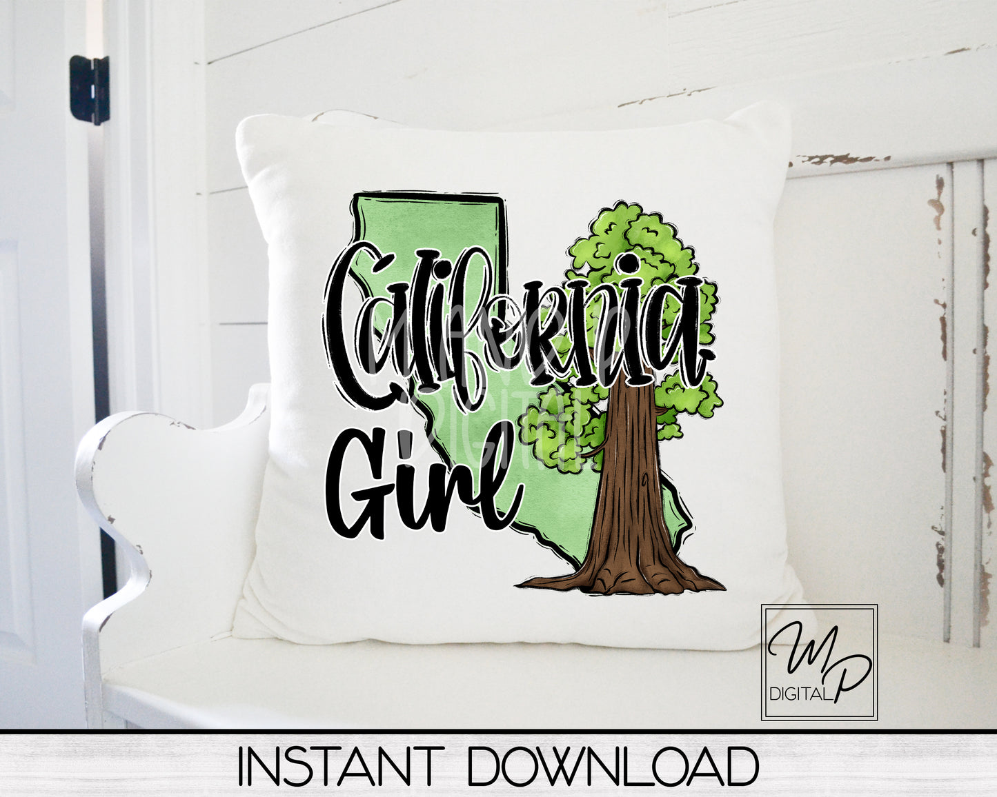 California Girl PNG Sublimation Design for Shirts and Mugs, Commercial Use