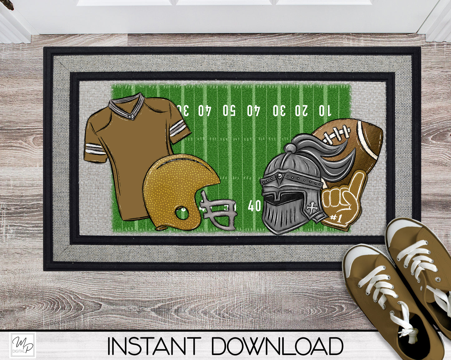 Knight Football - 10 Colors To Choose From - Door Mat - Lumbar Pillow - Design for Sublimation - Customizable - Digital Download