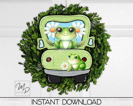 Frog Farmhouse Truck Sublimation PNG Design, Digital Download