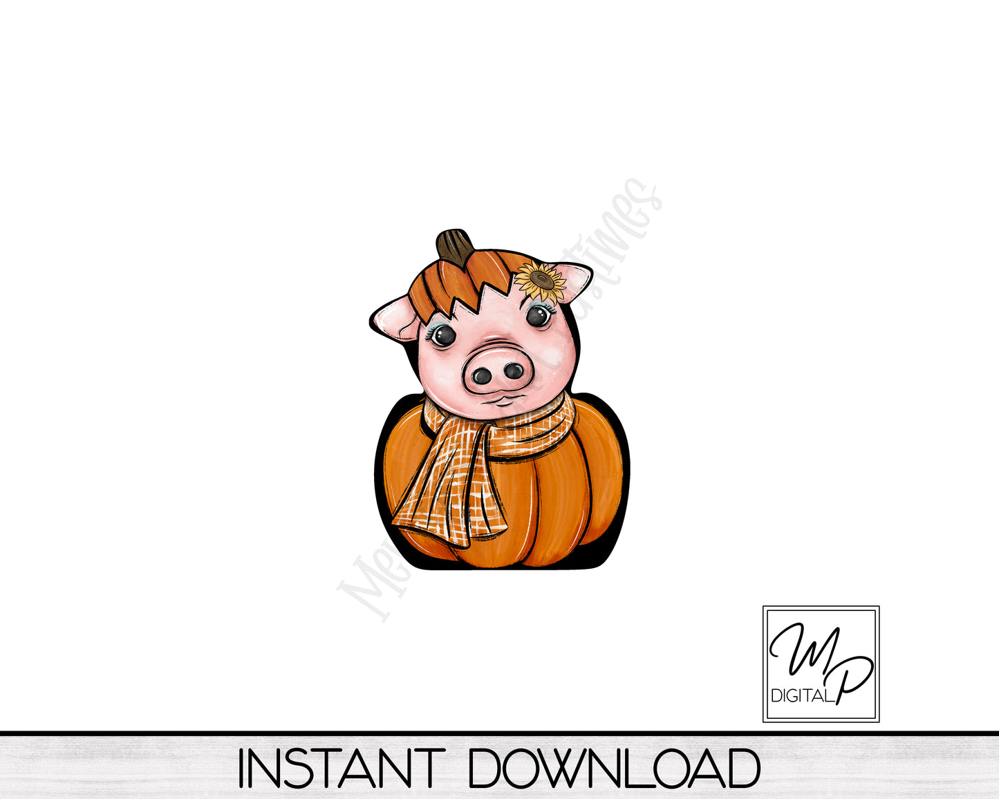 Fall Pumpkin Pig PNG Sublimation Design, Instant Digital Download, Personal and Commercial Use
