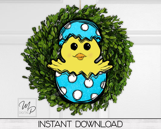 Easter Chick Egg PNG Design for Sublimation of Wreath Signs, Earrings, Door Hangers, Digital Download