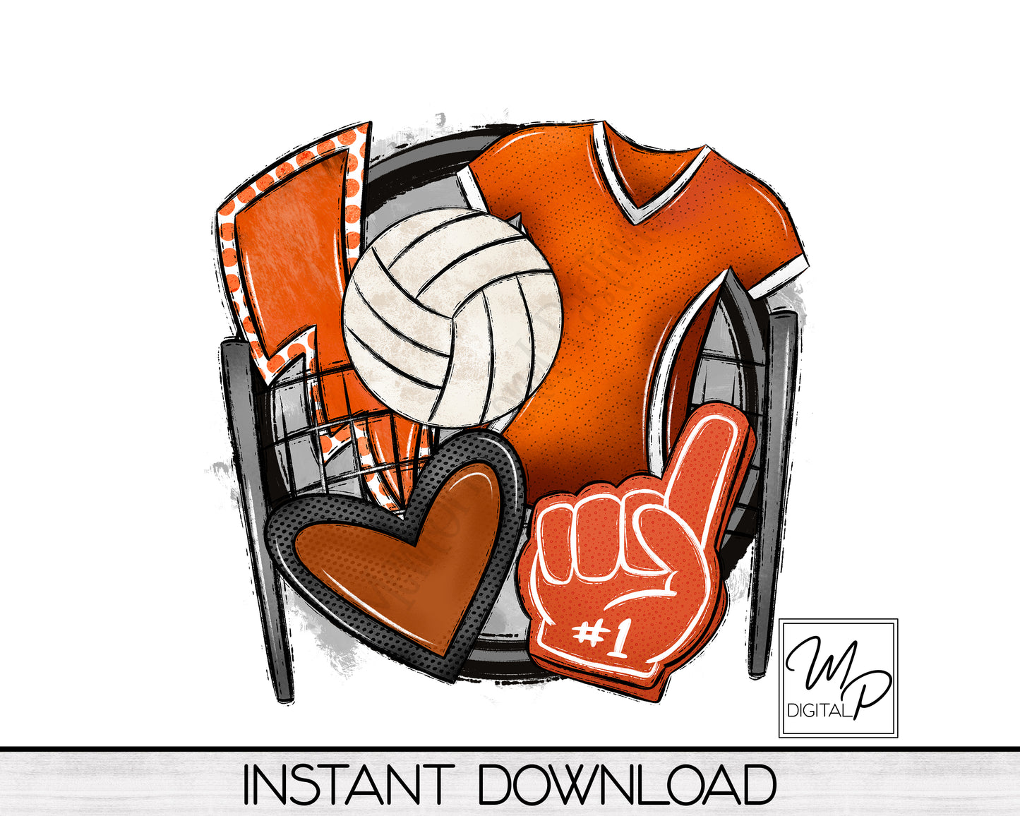 7 Color Choices - Volleyball Sublimation Design PNG Digital Download - Tote Mug Tshirt Tea Towel Sublimation - Commercial Use