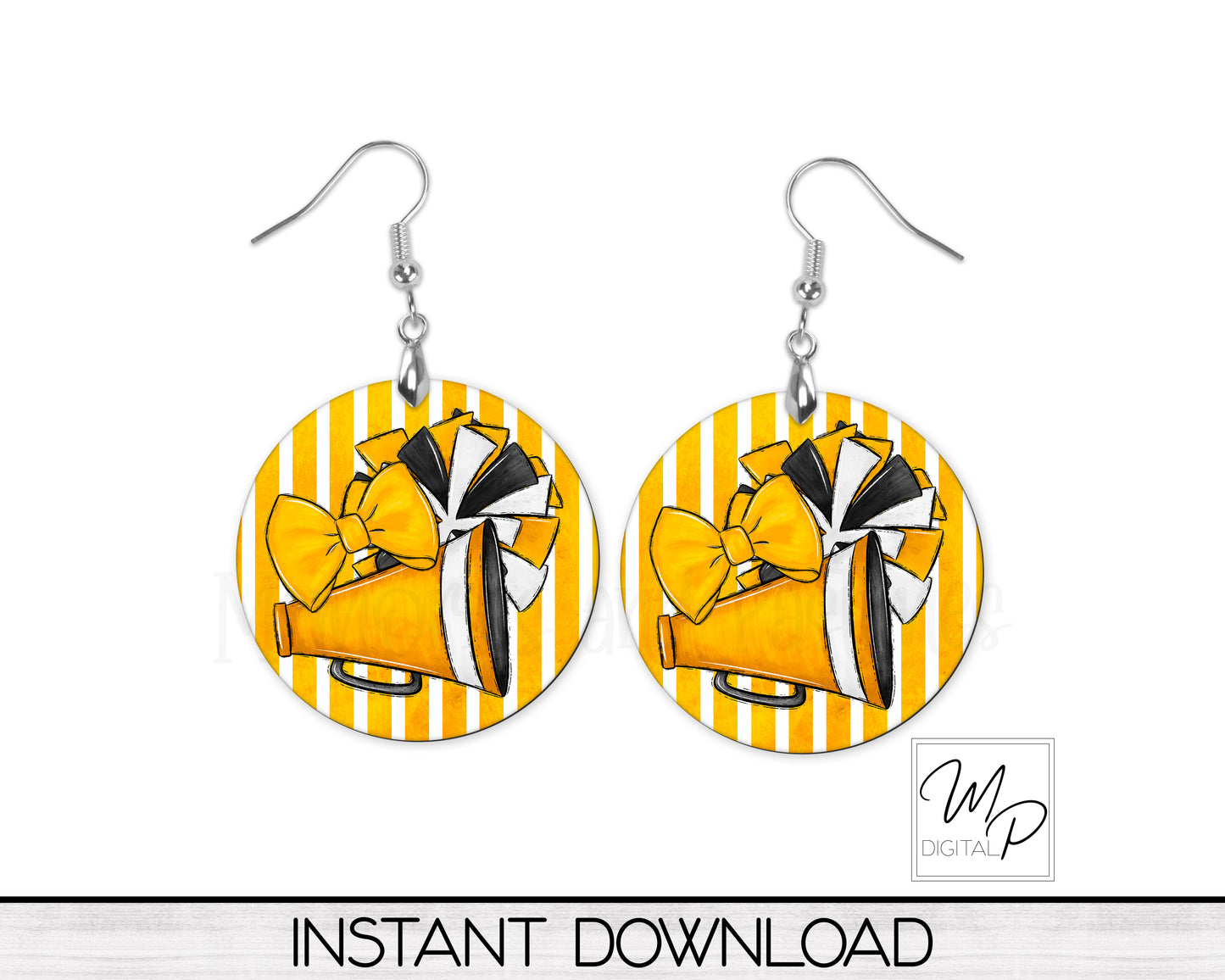 7 Color Choices, Cheerleader Circle Earrings, Sign PNG, Digital Download for Sublimation