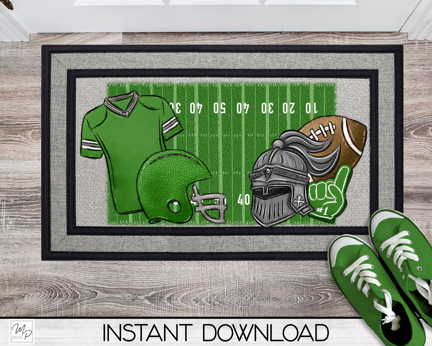 Knight Football - 10 Colors To Choose From - Door Mat - Lumbar Pillow - Design for Sublimation - Customizable - Digital Download