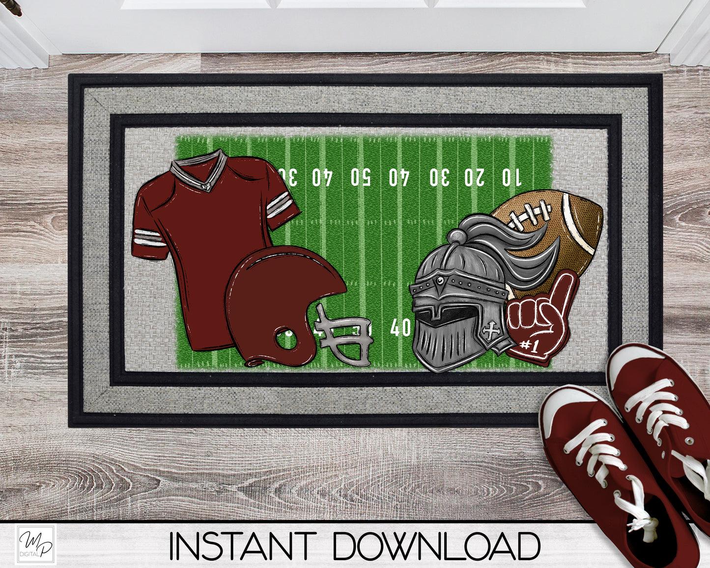 Knight Football - 10 Colors To Choose From - Door Mat - Lumbar Pillow - Design for Sublimation - Customizable - Digital Download