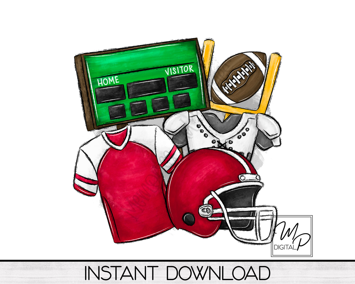 10 Colors Football Sublimation Design PNG Digital Download - Tote Mug Tshirt Tea Towel Sublimation - Commercial Use