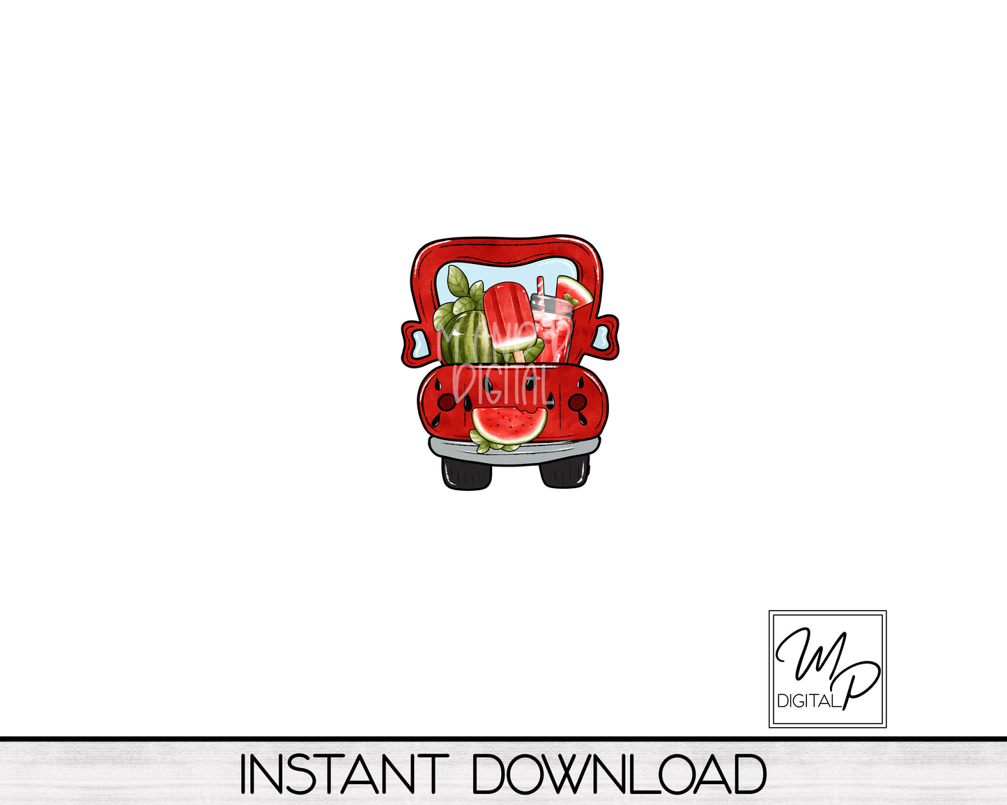 Watermelon Farmhouse Truck Sublimation PNG Design, Digital Download