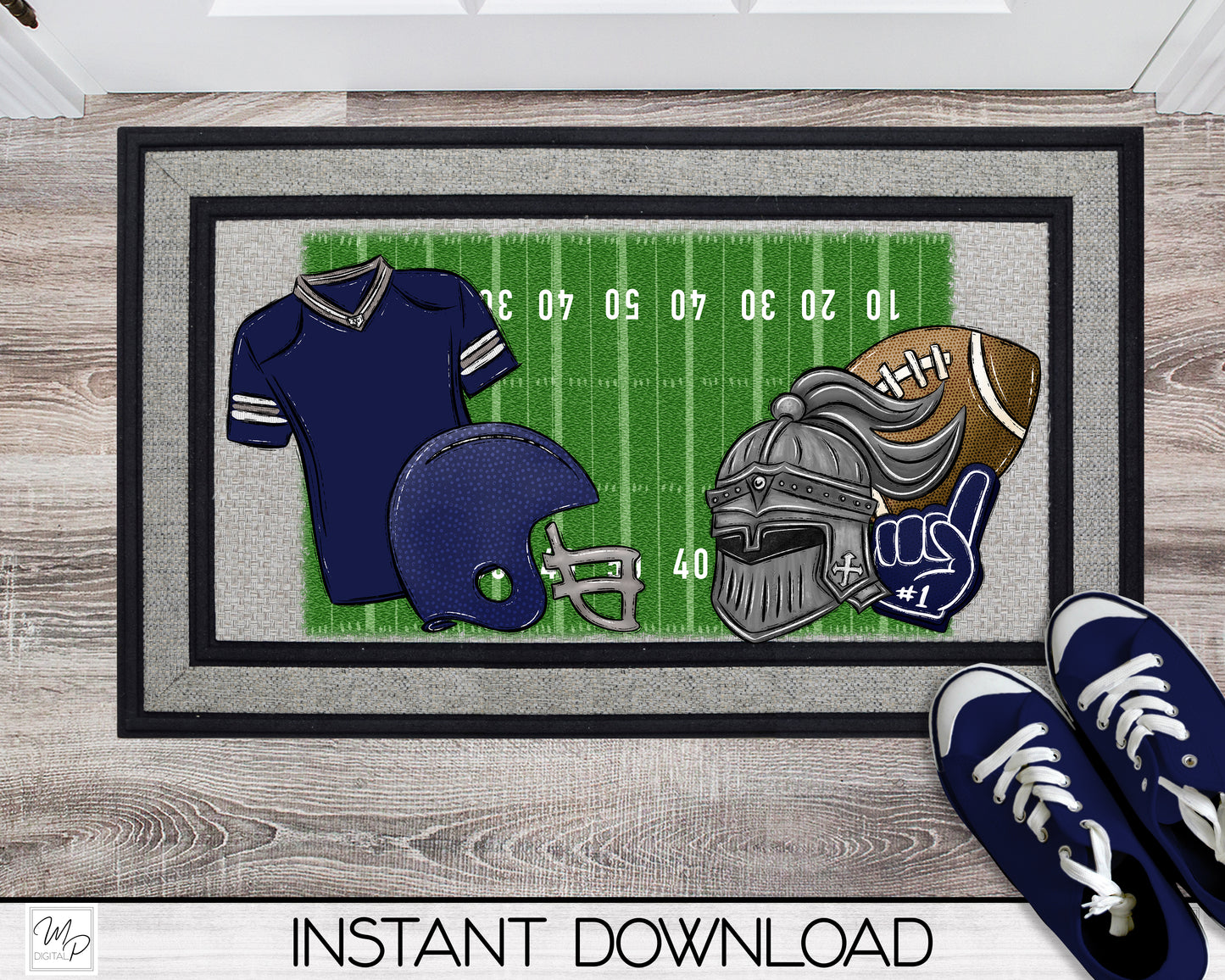 Knight Football - 10 Colors To Choose From - Door Mat - Lumbar Pillow - Design for Sublimation - Customizable - Digital Download