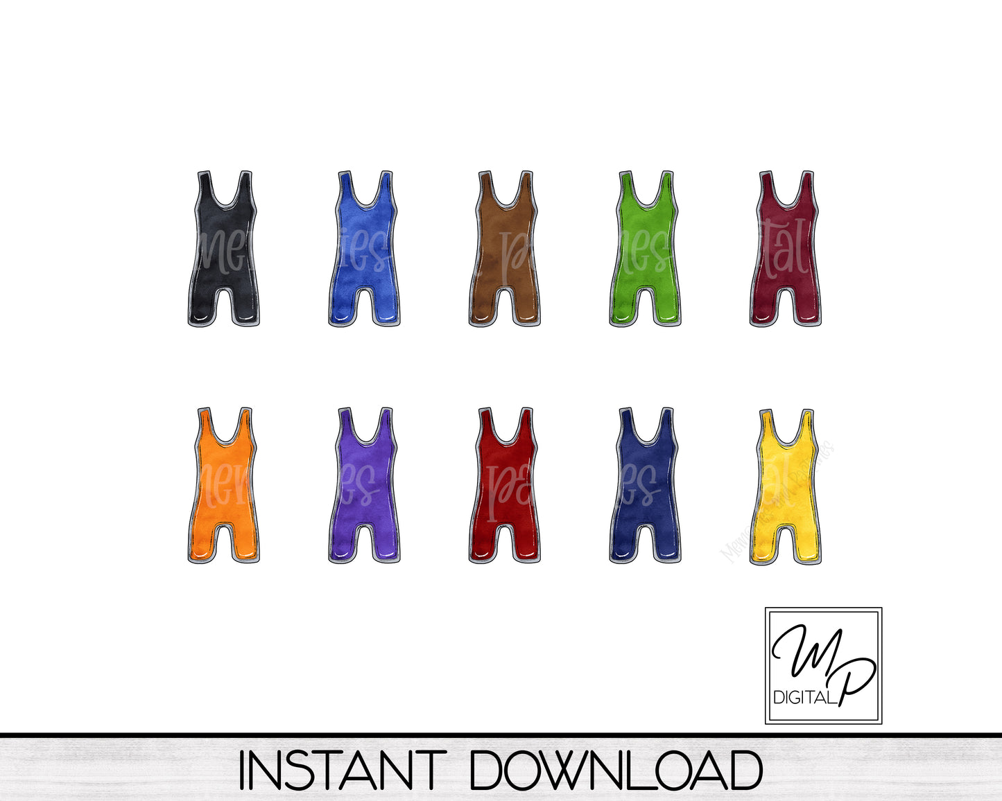 10 Colors Wrestling Singlet Earring PNG Design for Sublimation, Digital Download