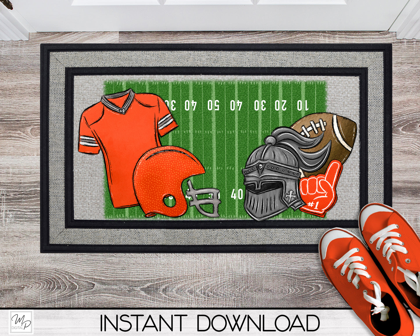 Knight Football - 10 Colors To Choose From - Door Mat - Lumbar Pillow - Design for Sublimation - Customizable - Digital Download