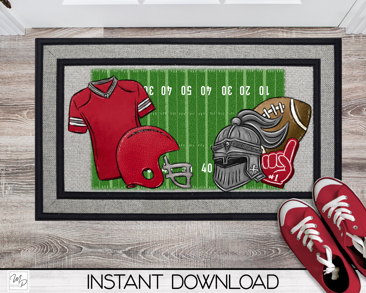 Knight Football - 10 Colors To Choose From - Door Mat - Lumbar Pillow - Design for Sublimation - Customizable - Digital Download