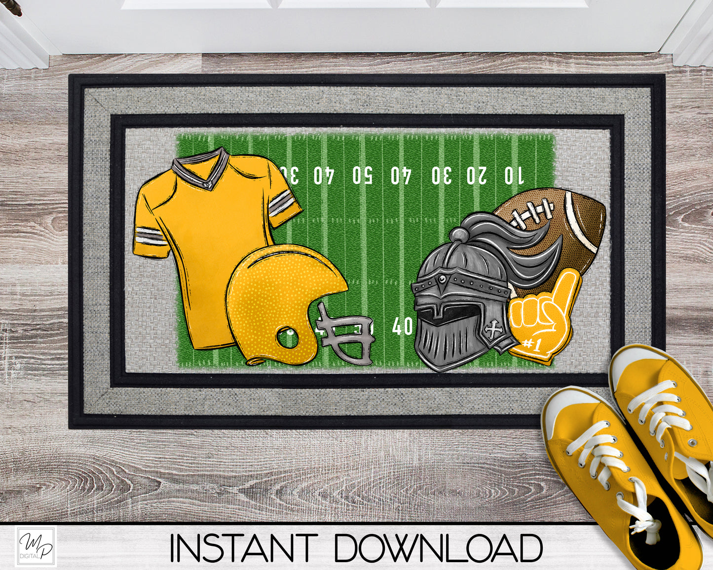 Knight Football - 10 Colors To Choose From - Door Mat - Lumbar Pillow - Design for Sublimation - Customizable - Digital Download