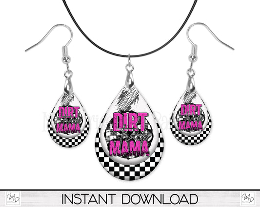Dirt Track Racing Teardrop Earring Design for Sublimation