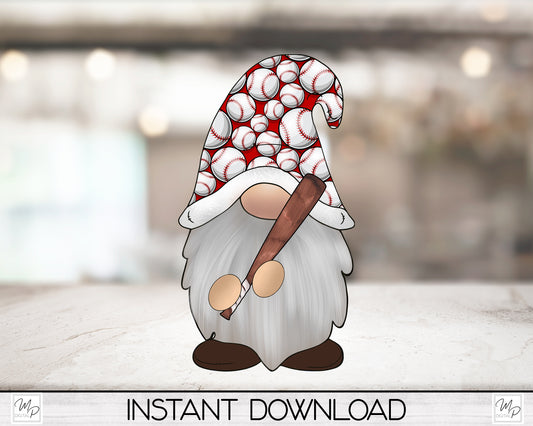 Baseball Gnome Earring PNG Sublimation Digital Design Download, Wall Hanging