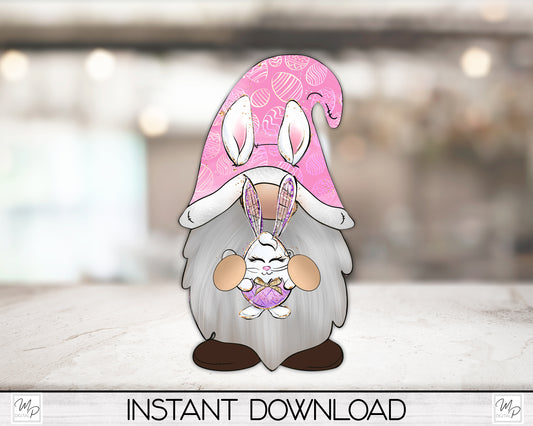 Easter Bunny Gnome PNG Sublimation Digital Design Download