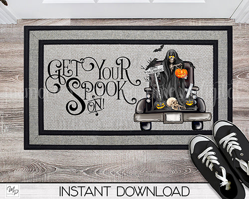 Halloween Door Mat Design for Sublimation, Farmhouse Truck, Get Your Spook On