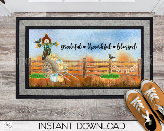 Fall Scarecrow Door Mat Design for Sublimation, Two Designs