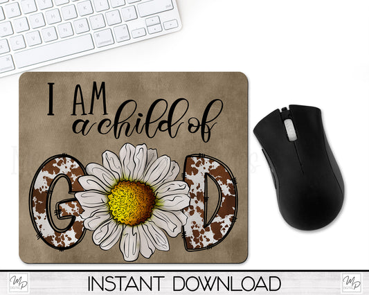 Christian Daisy Mouse Pad PNG for Sublimation Digital Download, Mousepad Design for Sublimation