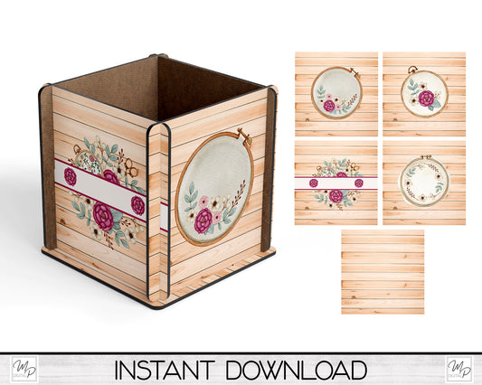 Embroidery Box PNG Sublimation Design, Needle Point MDF Box Design Digital Download